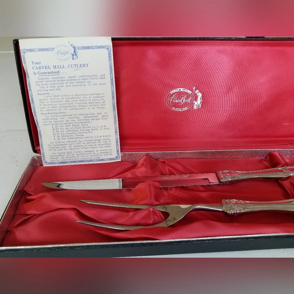 Vintage Carvel Hall Carving Set In Box